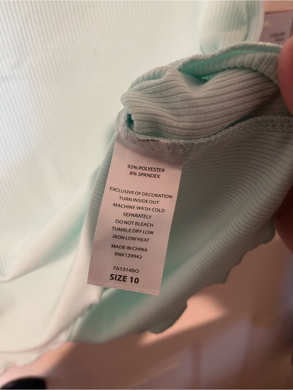 btween Aqua Ribbed Tee with Rhinestone Butterfly - Picture 5 of 6